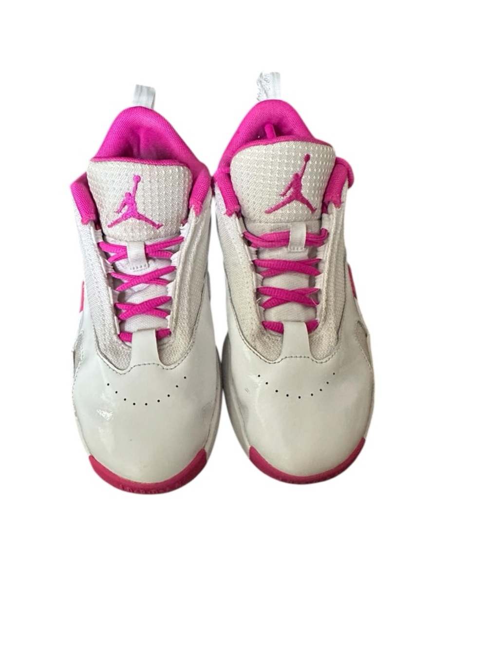 Jordan Kids White and Hot Pink Low-Top Sneakers